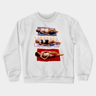 40's girls on the beach sunbathing Crewneck Sweatshirt